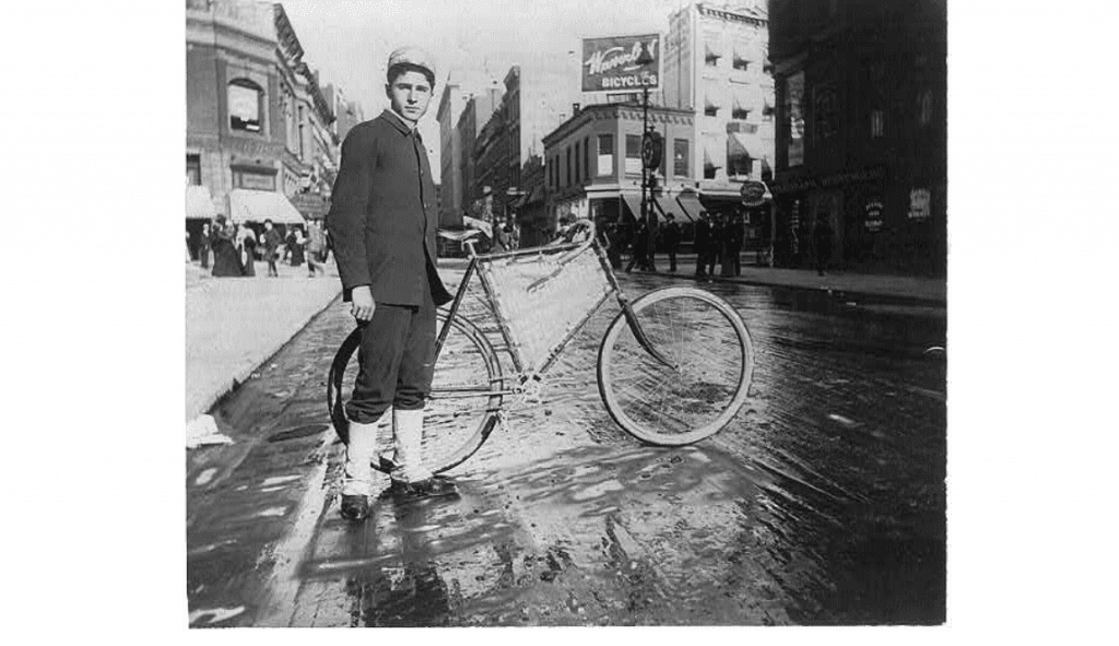 safety bike and boy 1896