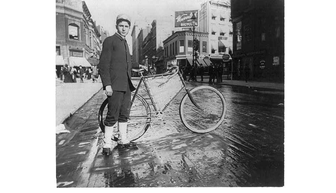 safety bike and boy 1896